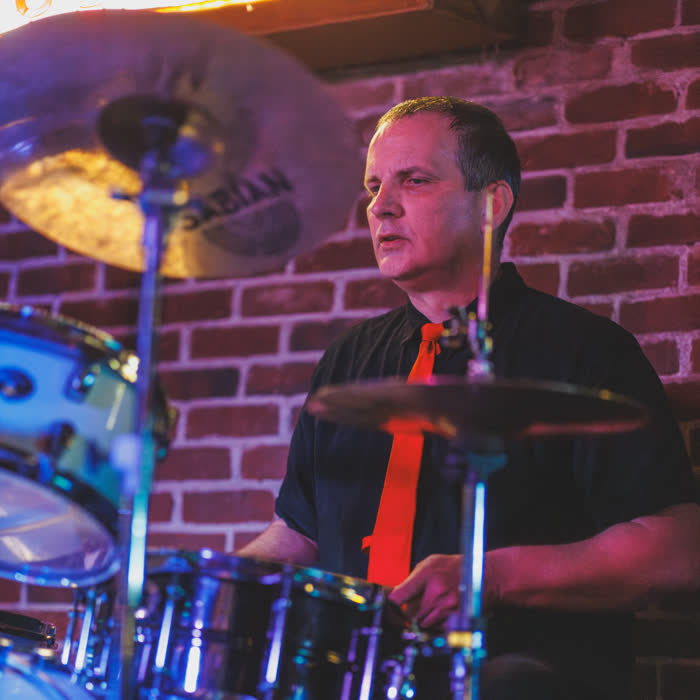 Wayne Gierman behind the drum kit